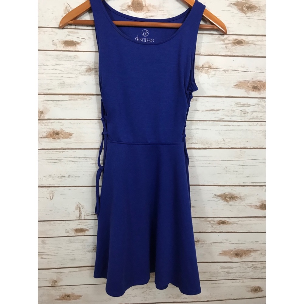 👀 side tie blue mini dress size small - Picture 2 of 7